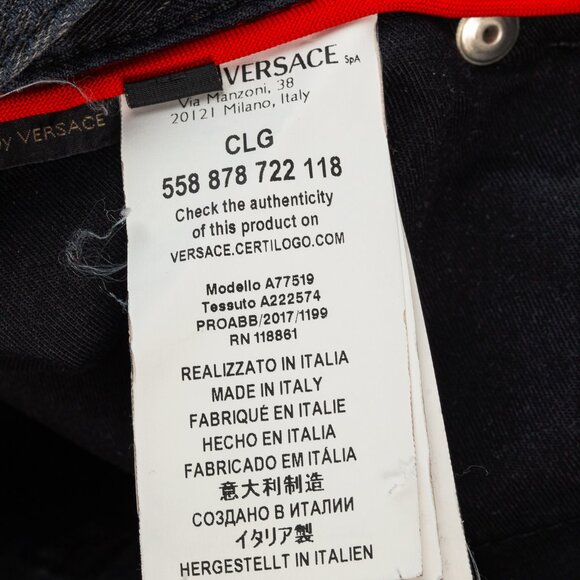 Versace Cody Navy & Black Jacquard Slim-Fit Jeans - Picture 13 of 16